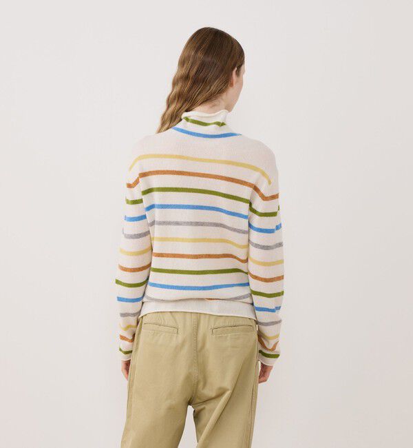 GALERIE VIE「スコットランドカシミヤマルチボーダー タートルネックプルオーバー」|ニット・セーター|