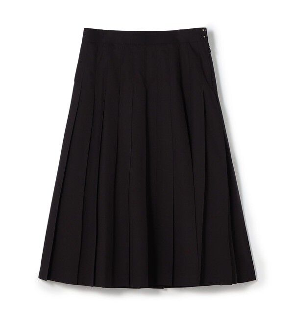 DES PRES「スビンコットンツイル プリーツスカート」|フレア|19 ブラック