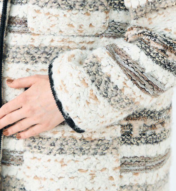 Ballsey「ボーダーツイード ショートコート」|ノーカラーコート|