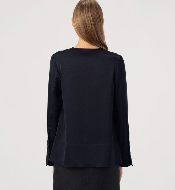 DES PRES「サテンジョーゼット オープンカラーブラウス」|シャツ・ブラウス|