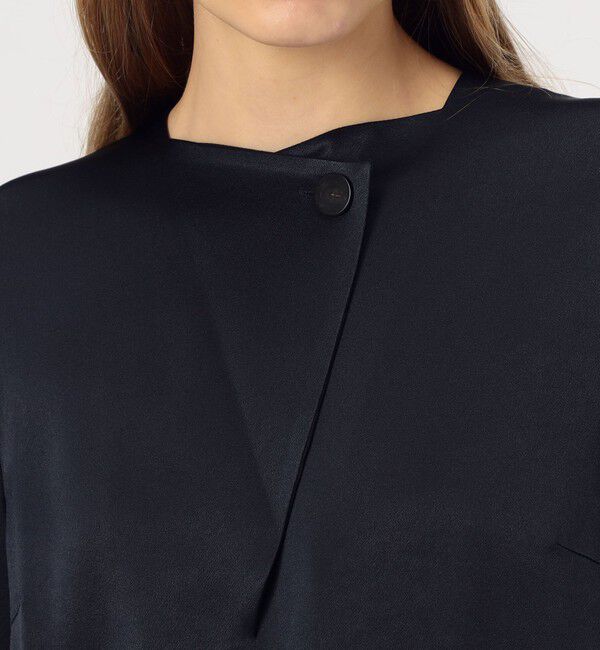 DES PRES「サテンジョーゼット オープンカラーブラウス」|シャツ・ブラウス|