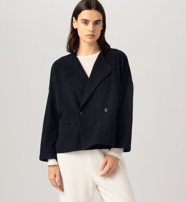 GALERIE VIE「ファインブークレー オーバージャケット」|ノーカラージャケット|