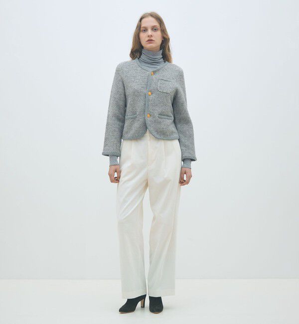 MACPHEE「ウールツイーディー クルーネックカーディガン」|カーディガン|