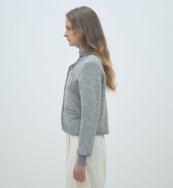 MACPHEE「ウールツイーディー クルーネックカーディガン」|カーディガン|