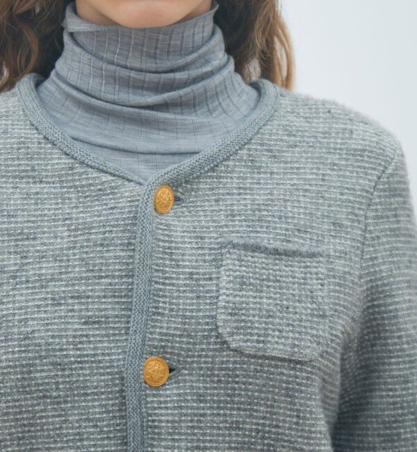 MACPHEE「ウールツイーディー クルーネックカーディガン」|カーディガン|