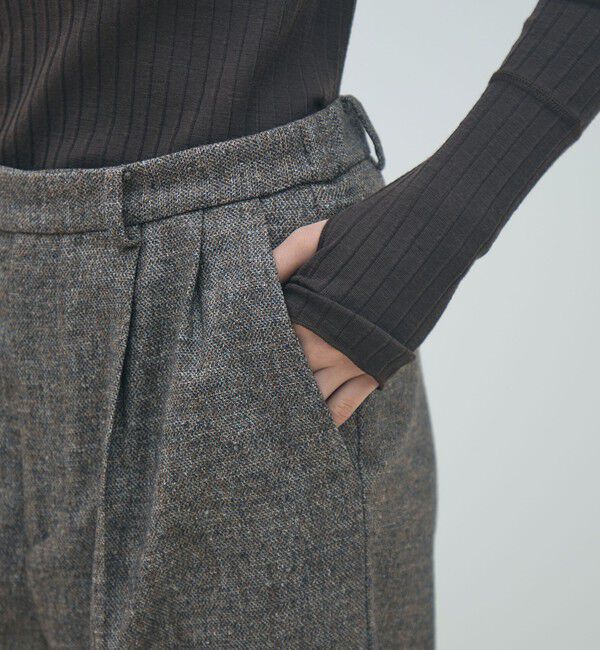 MACPHEE「ネップツイード タックテーパードパンツ」|スラックス|