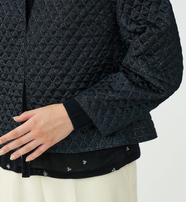 Ballsey「ラメマトラッセ バックペプラムジャケット」|ノーカラージャケット|