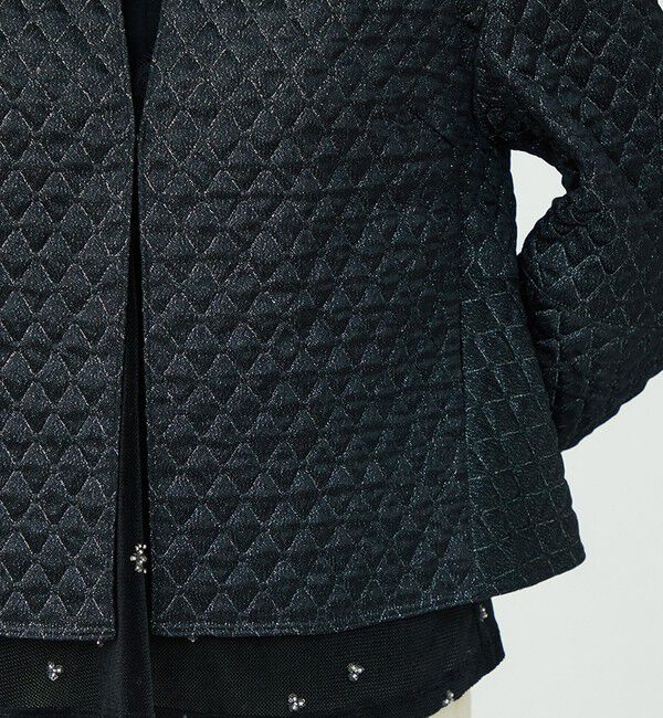 Ballsey「ラメマトラッセ バックペプラムジャケット」|ノーカラージャケット|