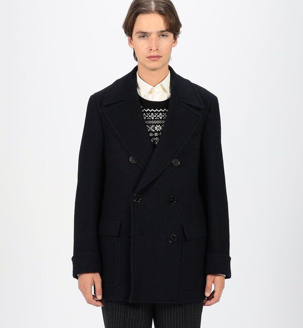 TOMORROWLAND MENS「プレミアムシェットランドウール ショートポロコート」|ピーコート|