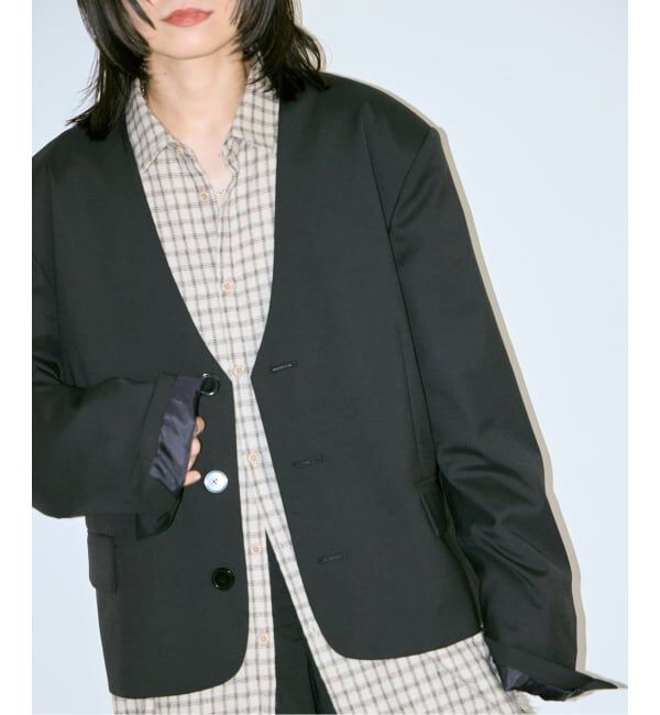  「SHORT NO COLLAR ジャケット」|その他|ブラック