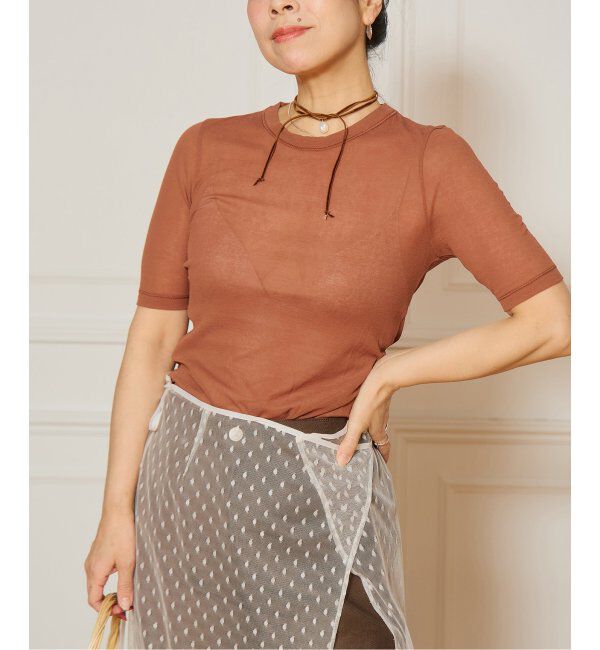 IENA LA BOUCLE「《追加》IENA LA BOUCLE 水撚りガスフライス半袖プルオーバー」|Tシャツ・カットソー|