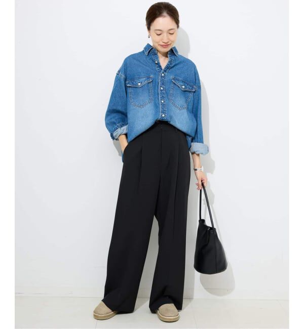 SLOBE IENA「《WEBのみ4サイズ展開/追加》TRワイドトラウザー」|スラックス|