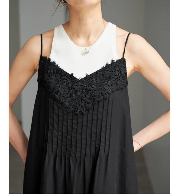 IENA「《WEB限定/追加》レースキャミソールワンピース」|ワンピース|ブラック