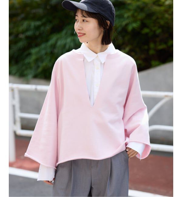 SLOBE IENA「《追加予約》裏毛スキッパープルオーバー」|スウェット・ジャージ|