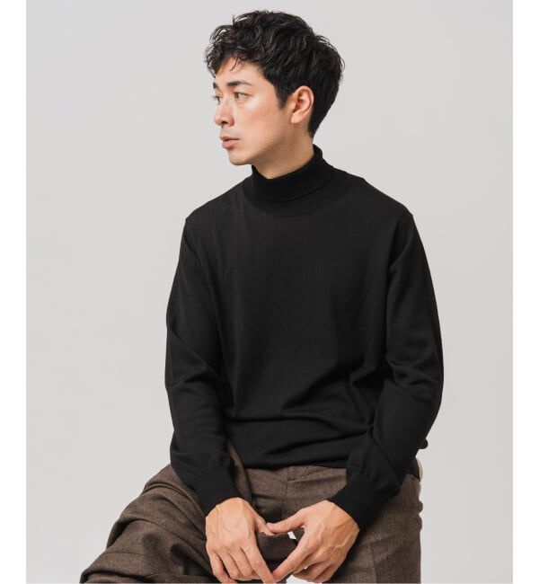 EDIFICE「14ゲージ ウール タートルネックニット」|ニット・セーター|ブラック