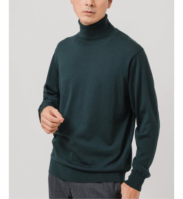 EDIFICE「14ゲージ ウール タートルネックニット」|ニット・セーター|グリーン