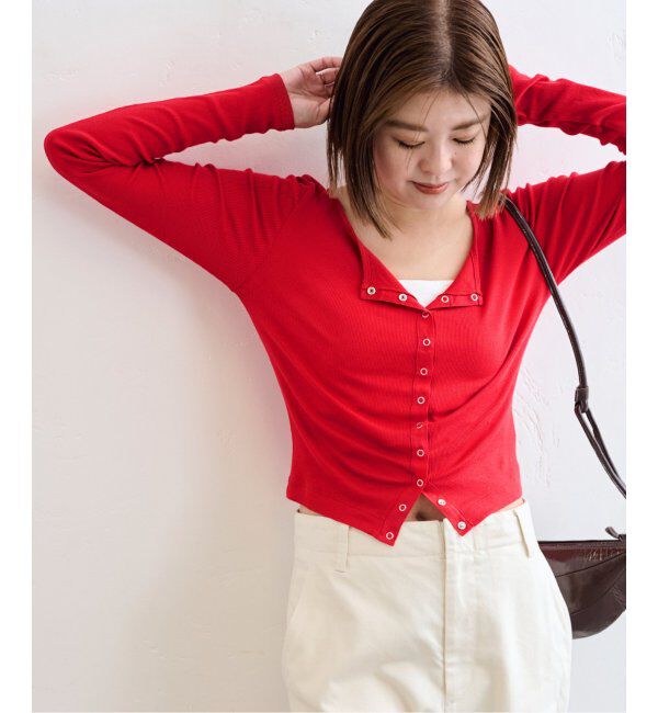 U by SPICK&SPAN「《追加2》シフォンテレコカットトップス」|Tシャツ・カットソー|レッド