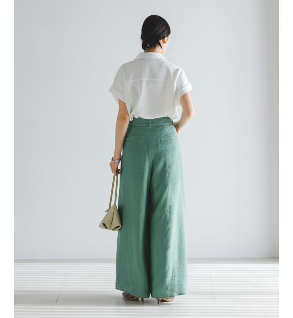 NOBLE「《予約・セットアップ対応》ファジーリネンフラップフレアパンツ」|スラックス|