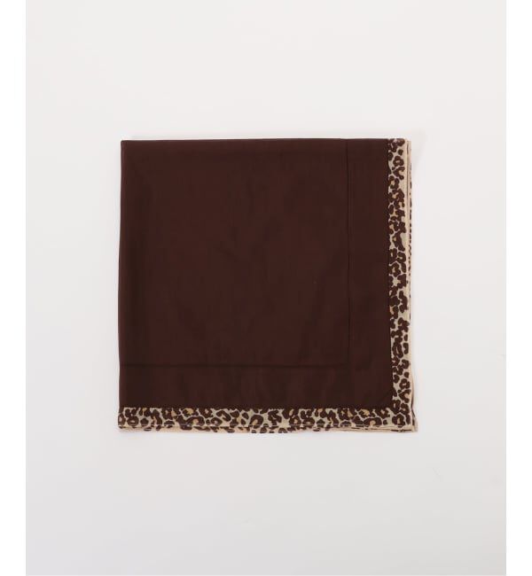 NOBLE「THROW/スロー Leopard Trim Scarf」|バンダナ・スカーフ|ブラウン