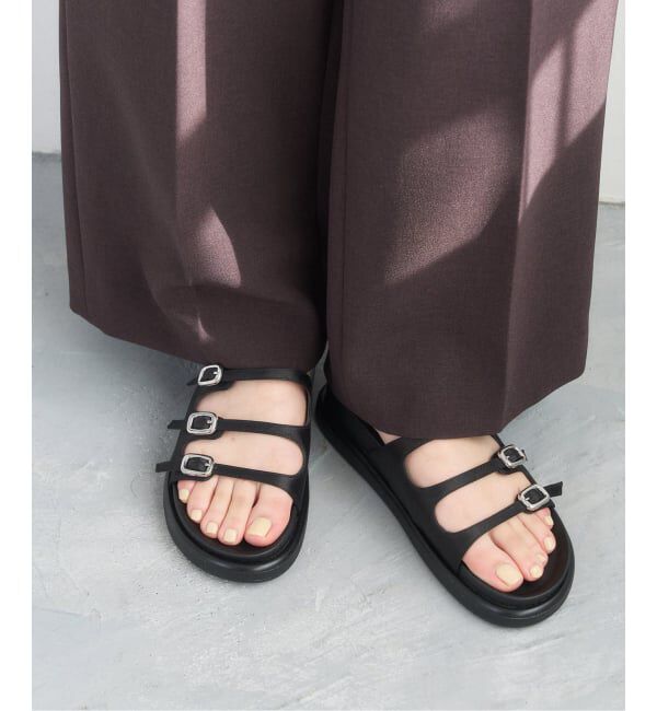  「《予約》トリプルベルトスライダーサンダル」|サンダル|ブラック C