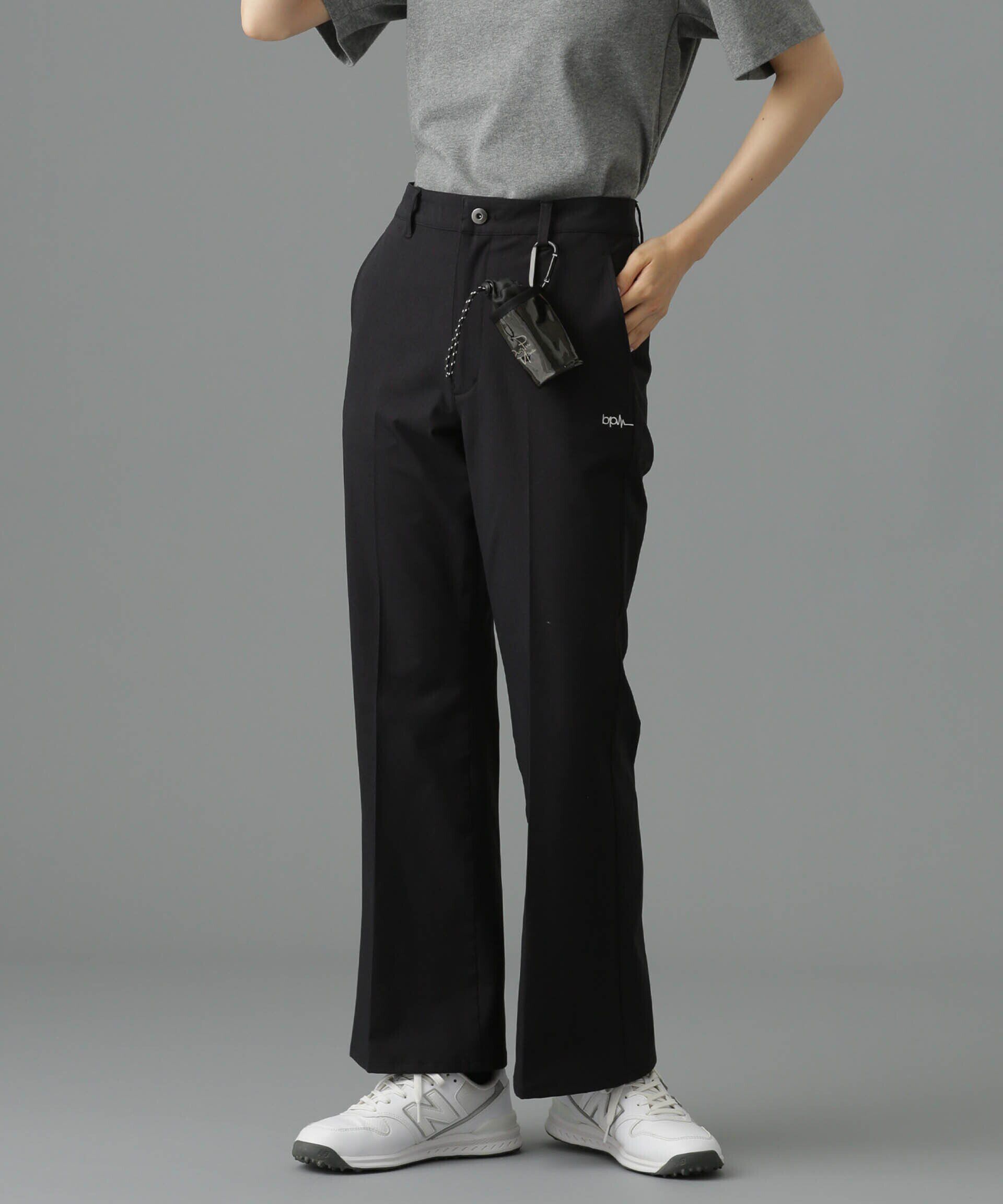 nano･universe「beats per minute/タック入りフレアパンツ」|チノ|ブラック