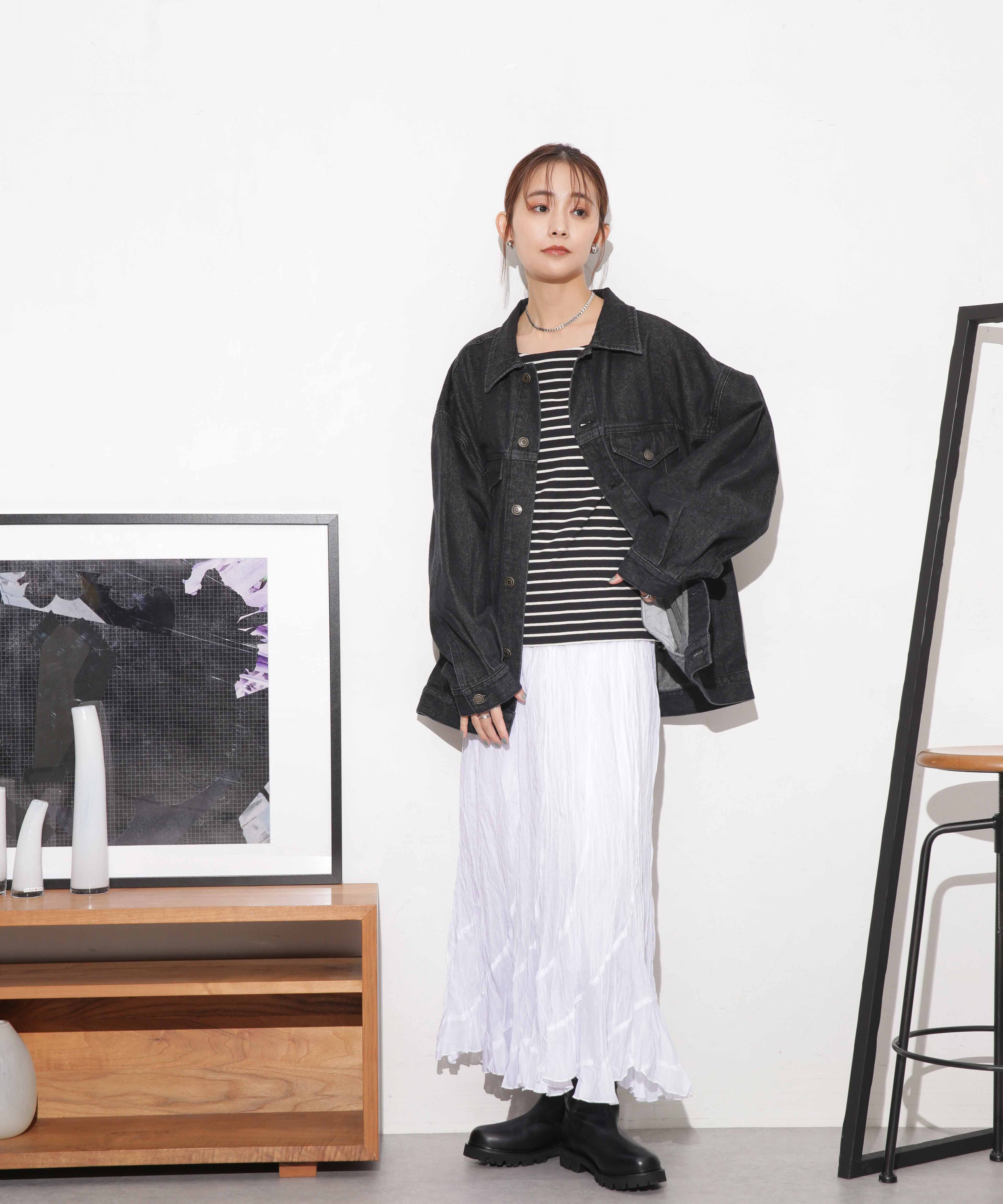 nano･universe「WEB限定/ボーダーワイドドロップトップス」|Tシャツ・カットソー|