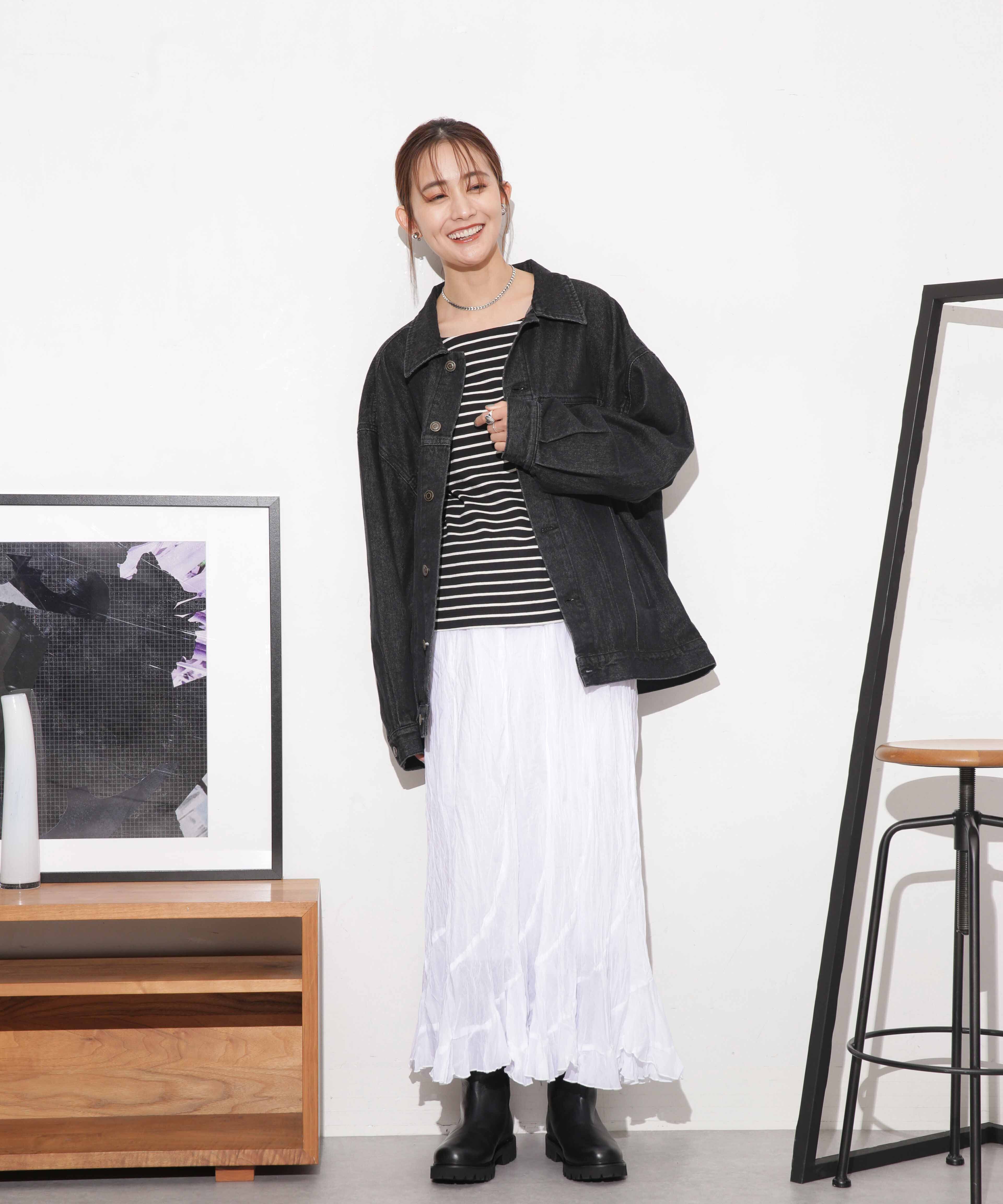 nano･universe「WEB限定/ボーダーワイドドロップトップス」|Tシャツ・カットソー|