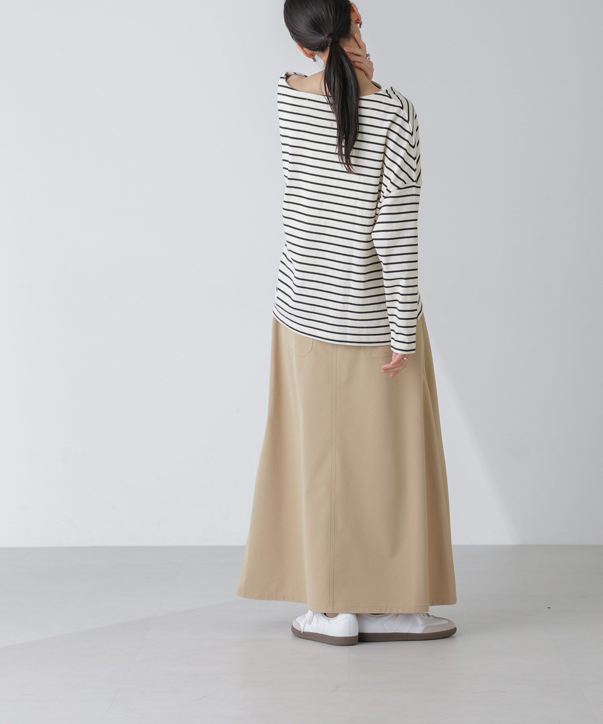 nano･universe「WEB限定/ボーダーワイドドロップトップス」|Tシャツ・カットソー|