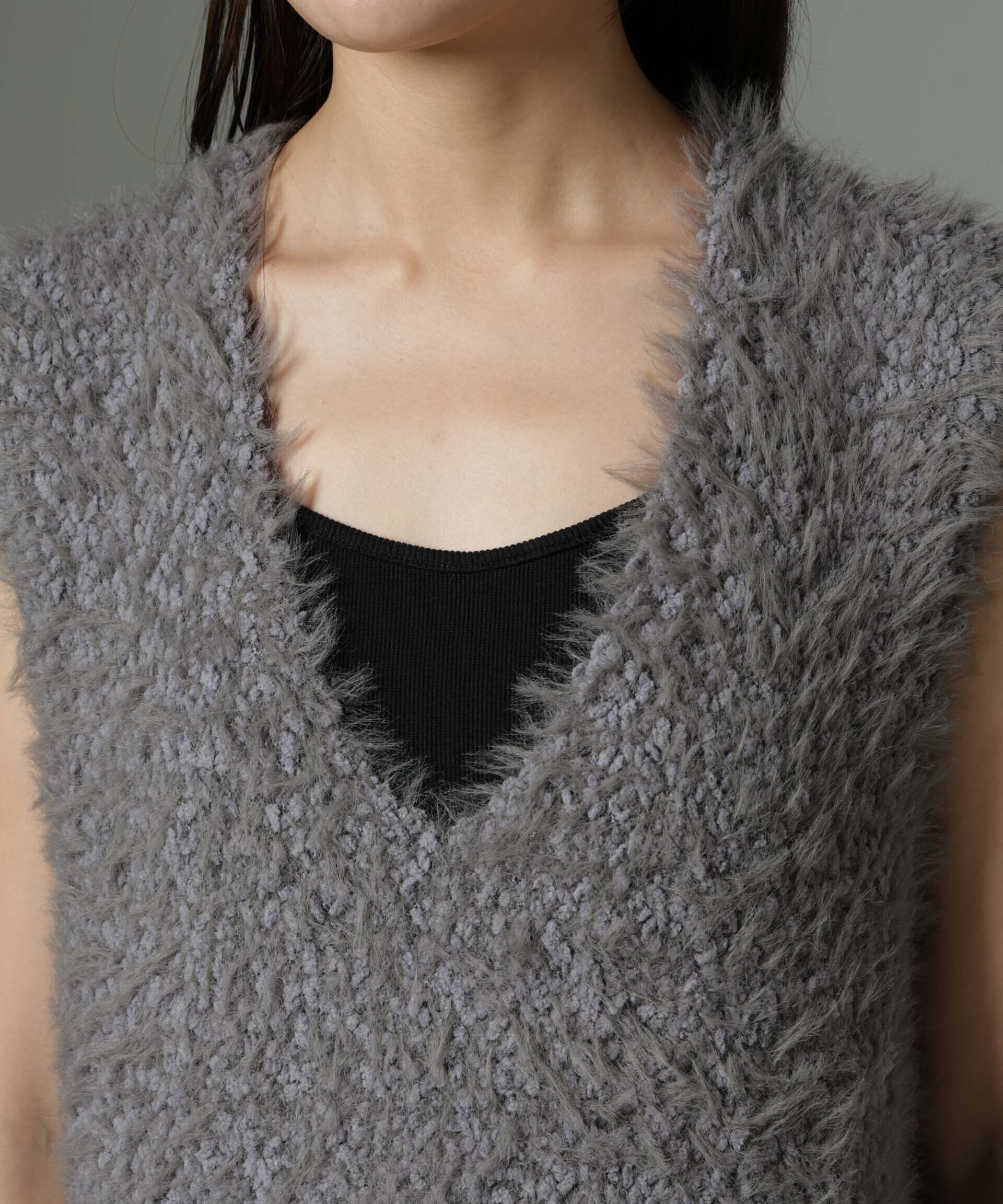 nano･universe「ファンシーシャギーニットベスト」|ニット・セーター|