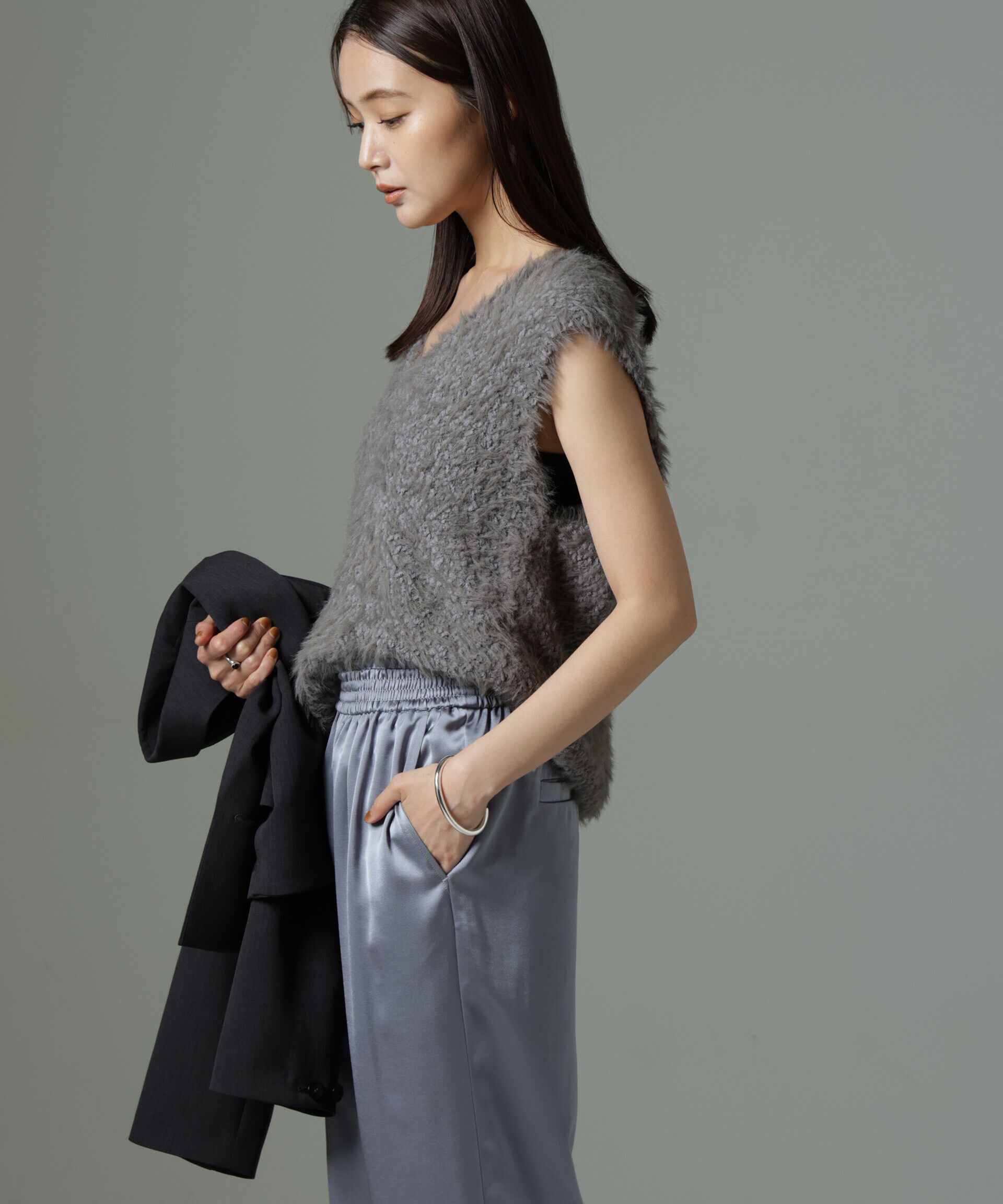 nano･universe「ファンシーシャギーニットベスト」|ニット・セーター|