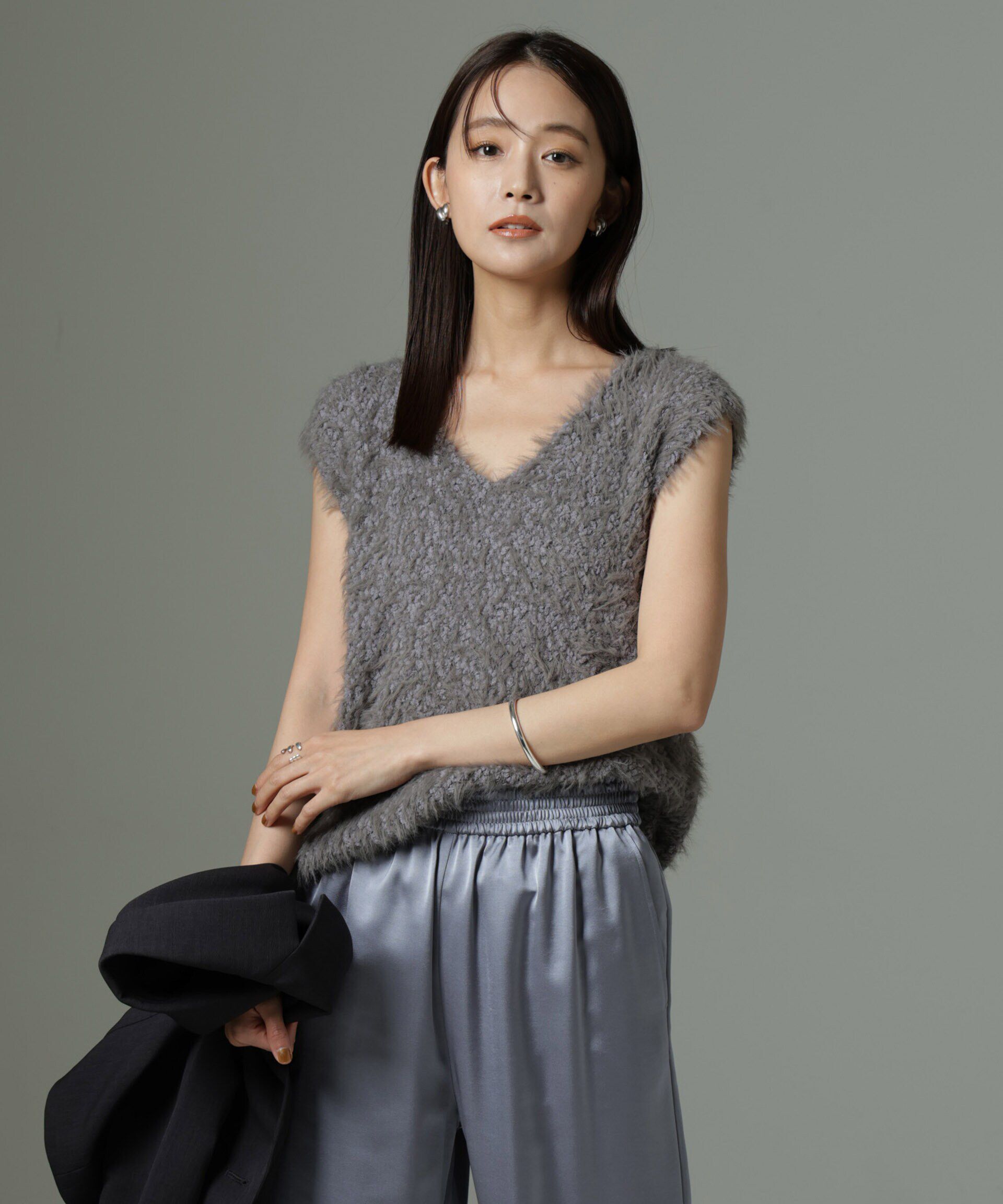 nano･universe「ファンシーシャギーニットベスト」|ニット・セーター|