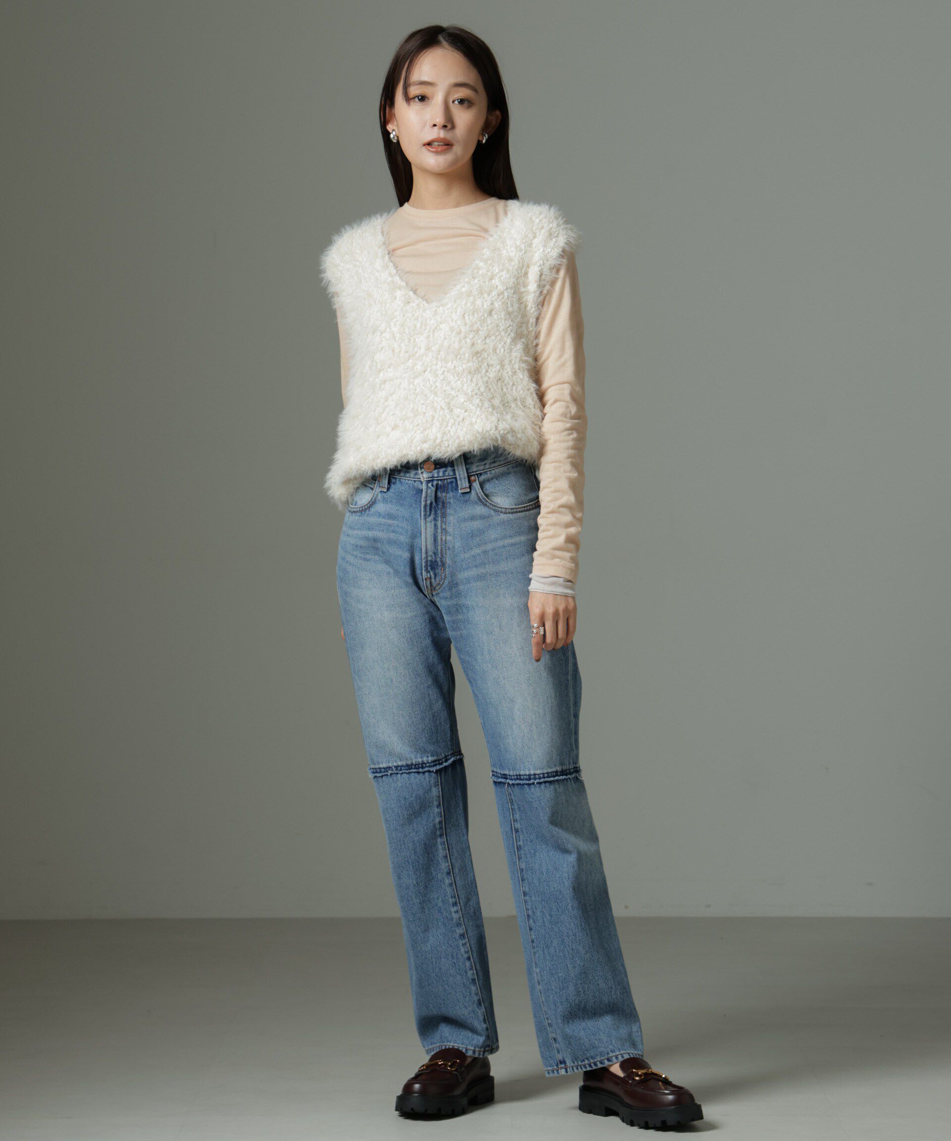 nano･universe「ファンシーシャギーニットベスト」|ニット・セーター|