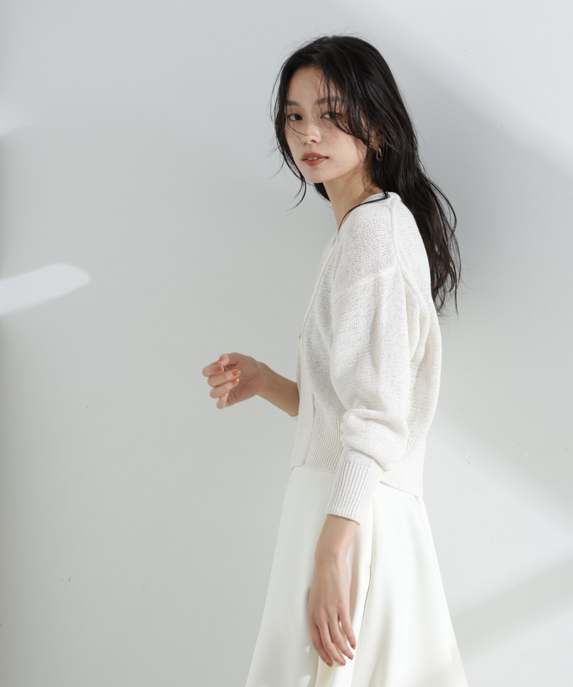 nano･universe「リネン混テープヤーンZIPカーディガン」|ニット・セーター|