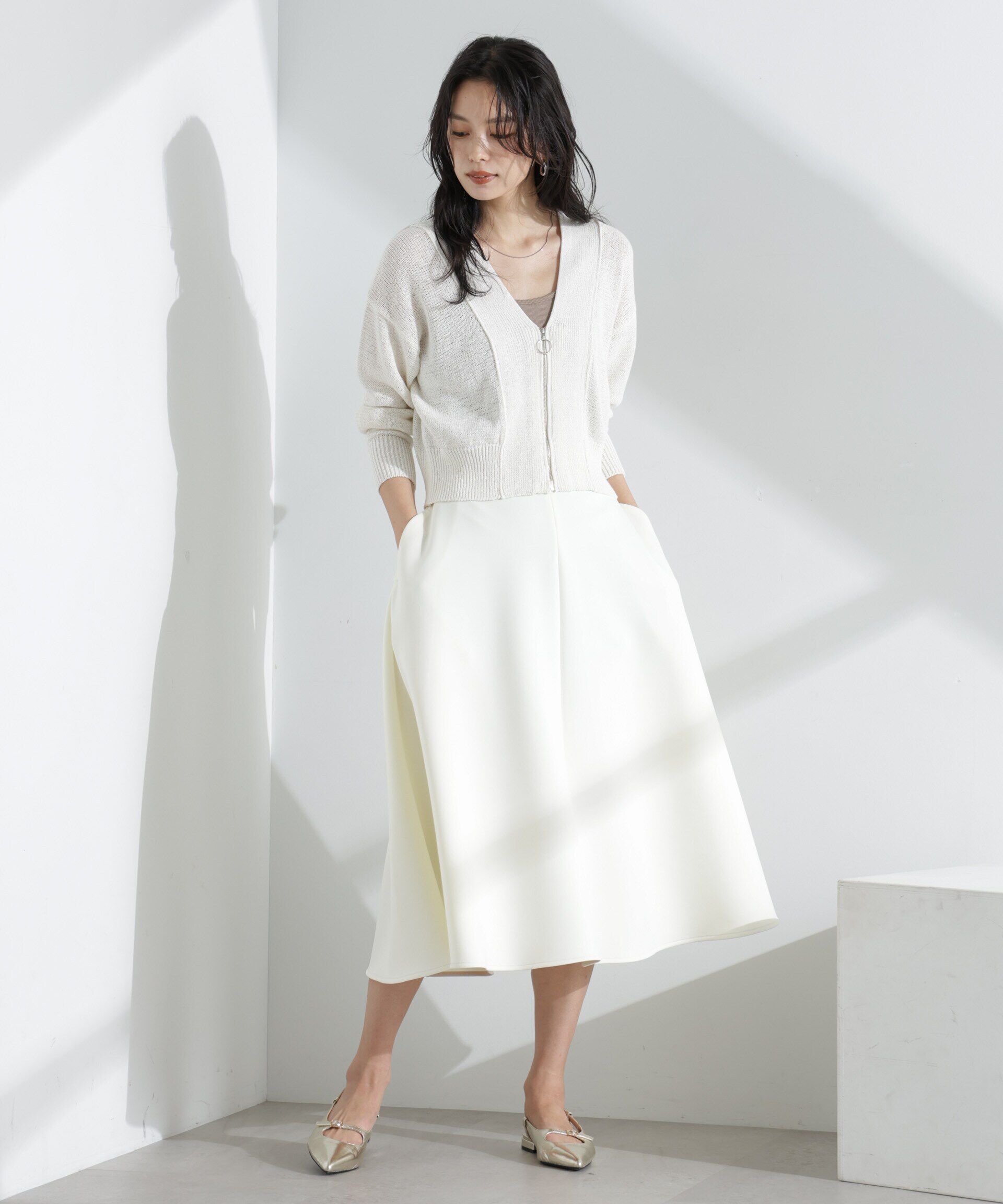 nano･universe「リネン混テープヤーンZIPカーディガン」|ニット・セーター|