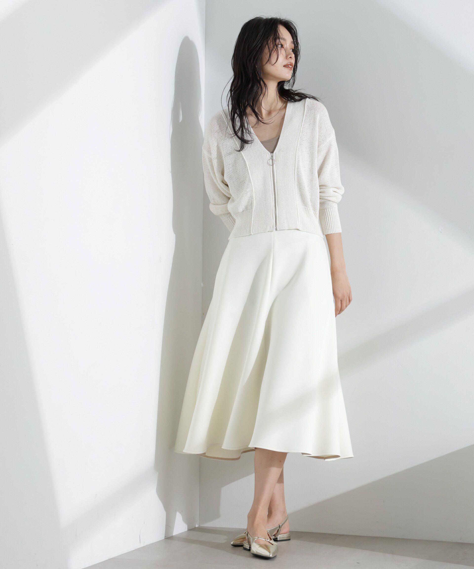 nano･universe「リネン混テープヤーンZIPカーディガン」|ニット・セーター|