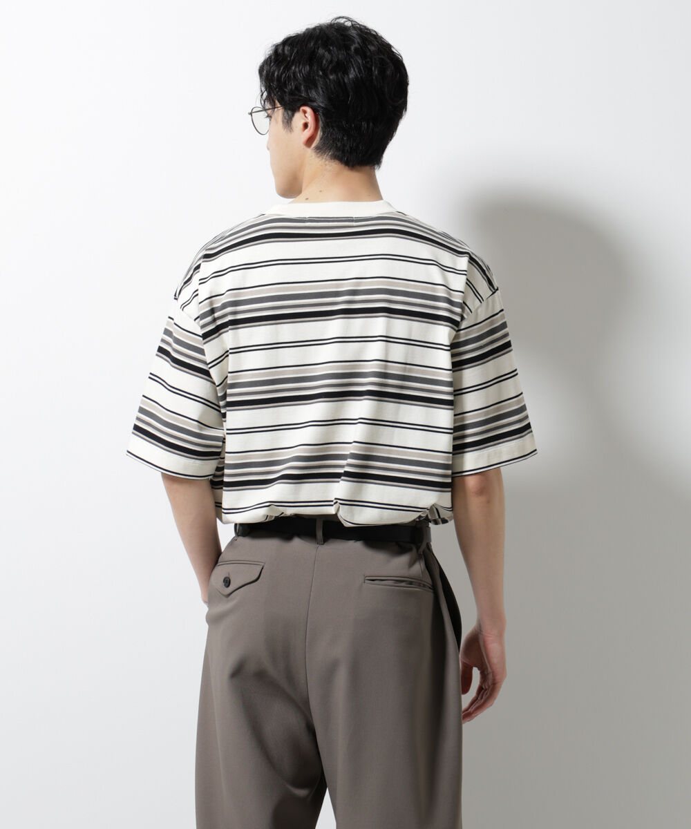 nano･universe「マルチボーダーリラックスＴシャツ 半袖」|Tシャツ・カットソー|