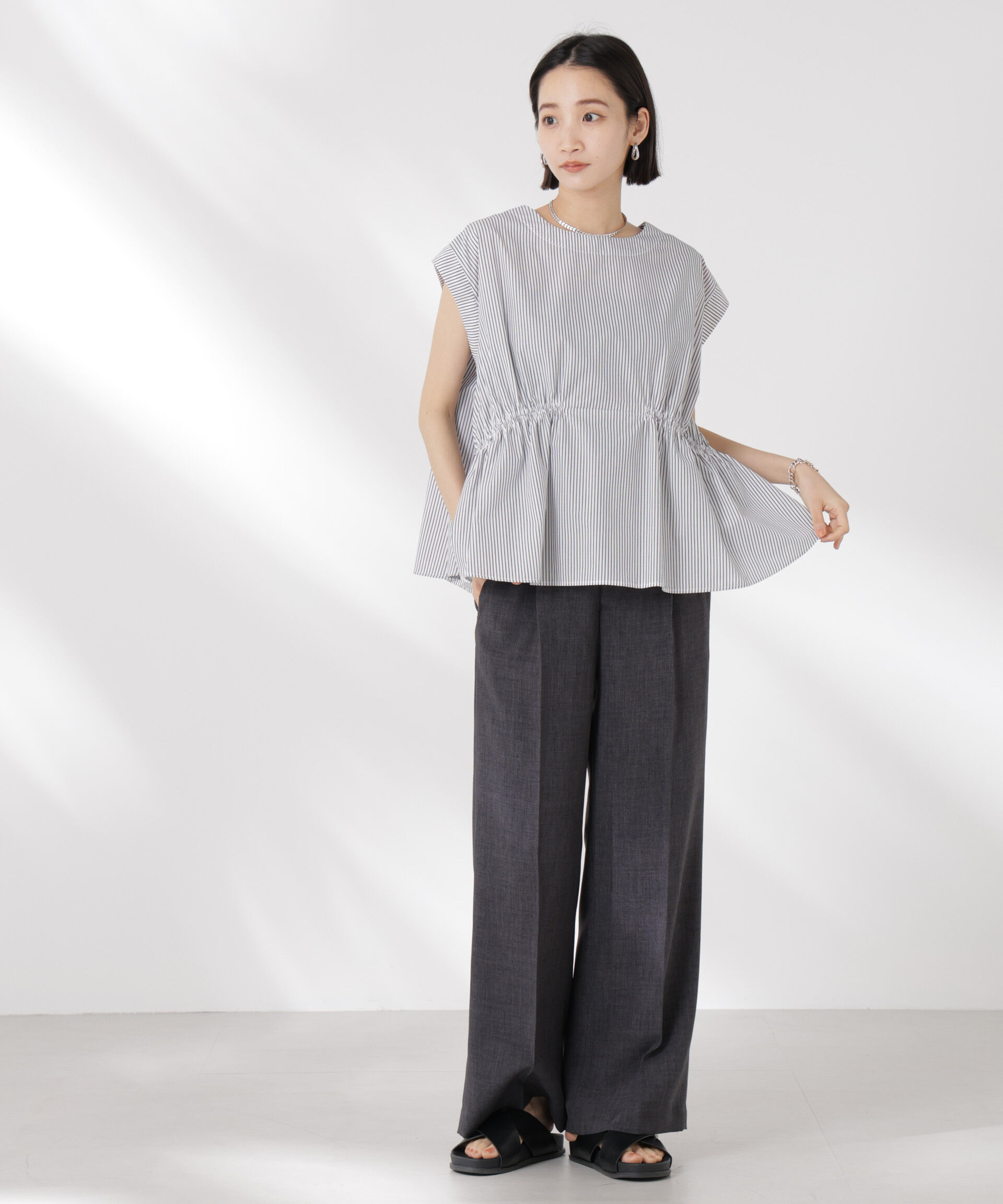 nano･universe「前後2wayギャザーデザインブラウス」|シャツ・ブラウス|