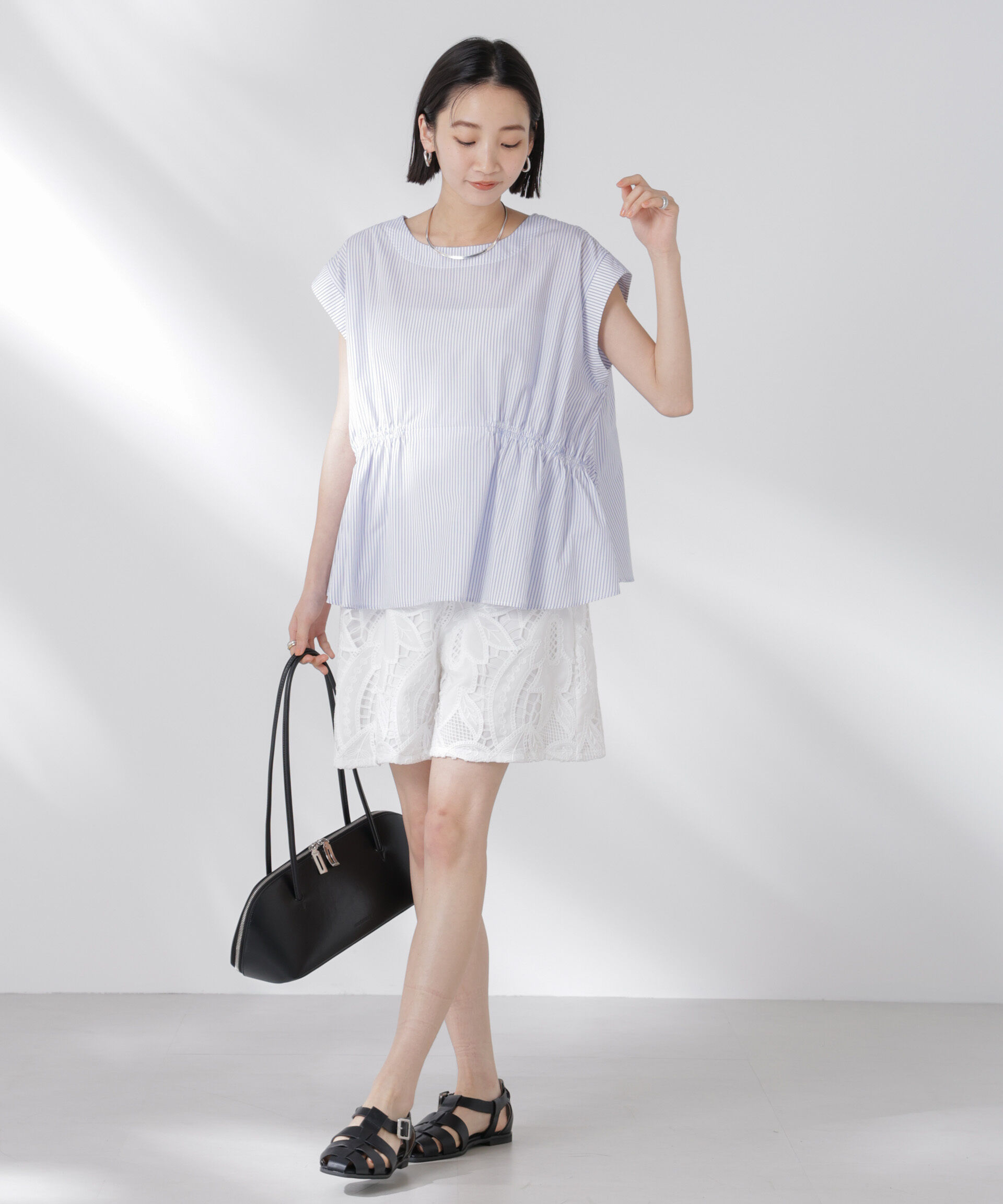 nano･universe「前後2wayギャザーデザインブラウス」|シャツ・ブラウス|