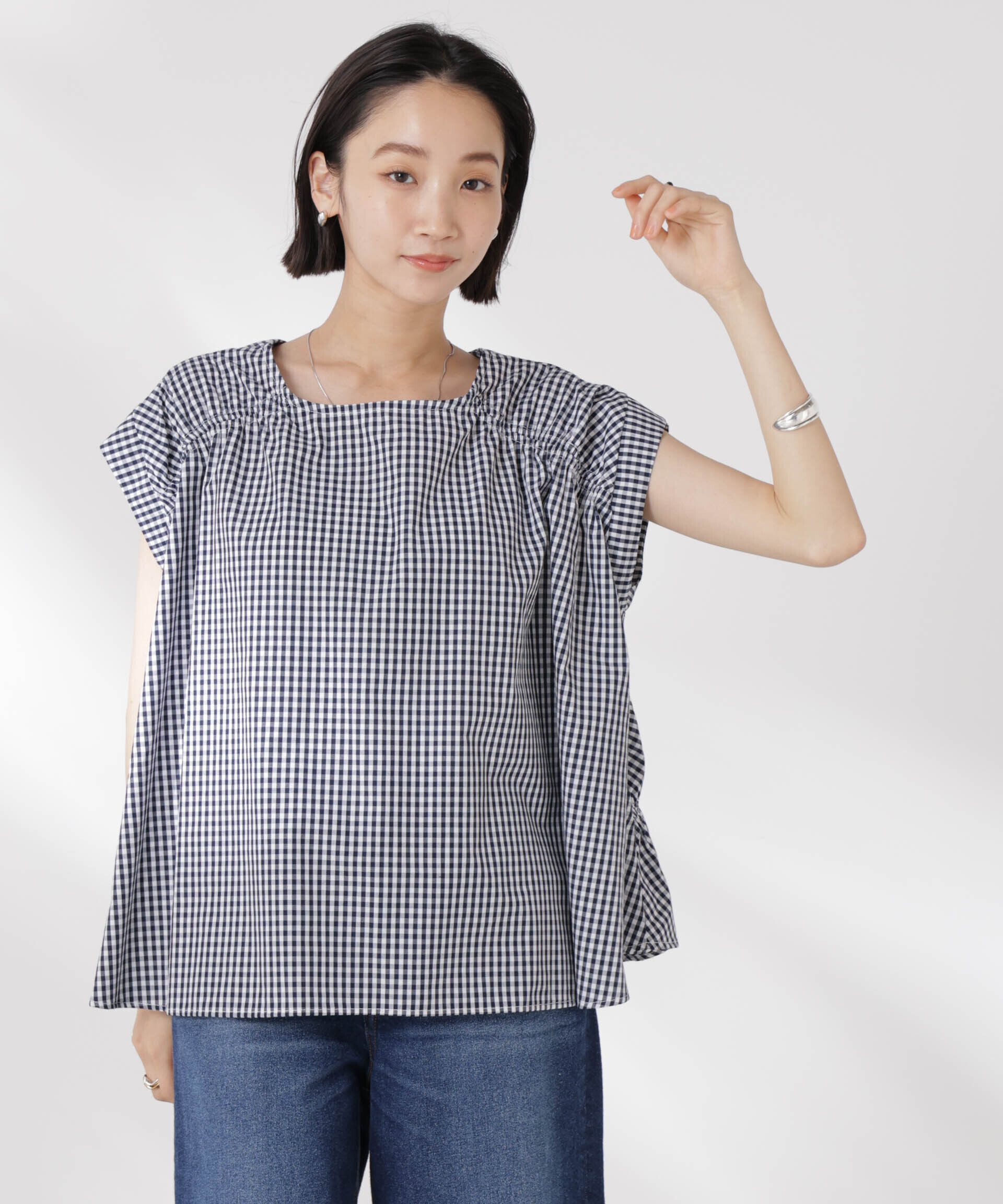 nano･universe「前後2wayギャザーデザインブラウス」|シャツ・ブラウス|