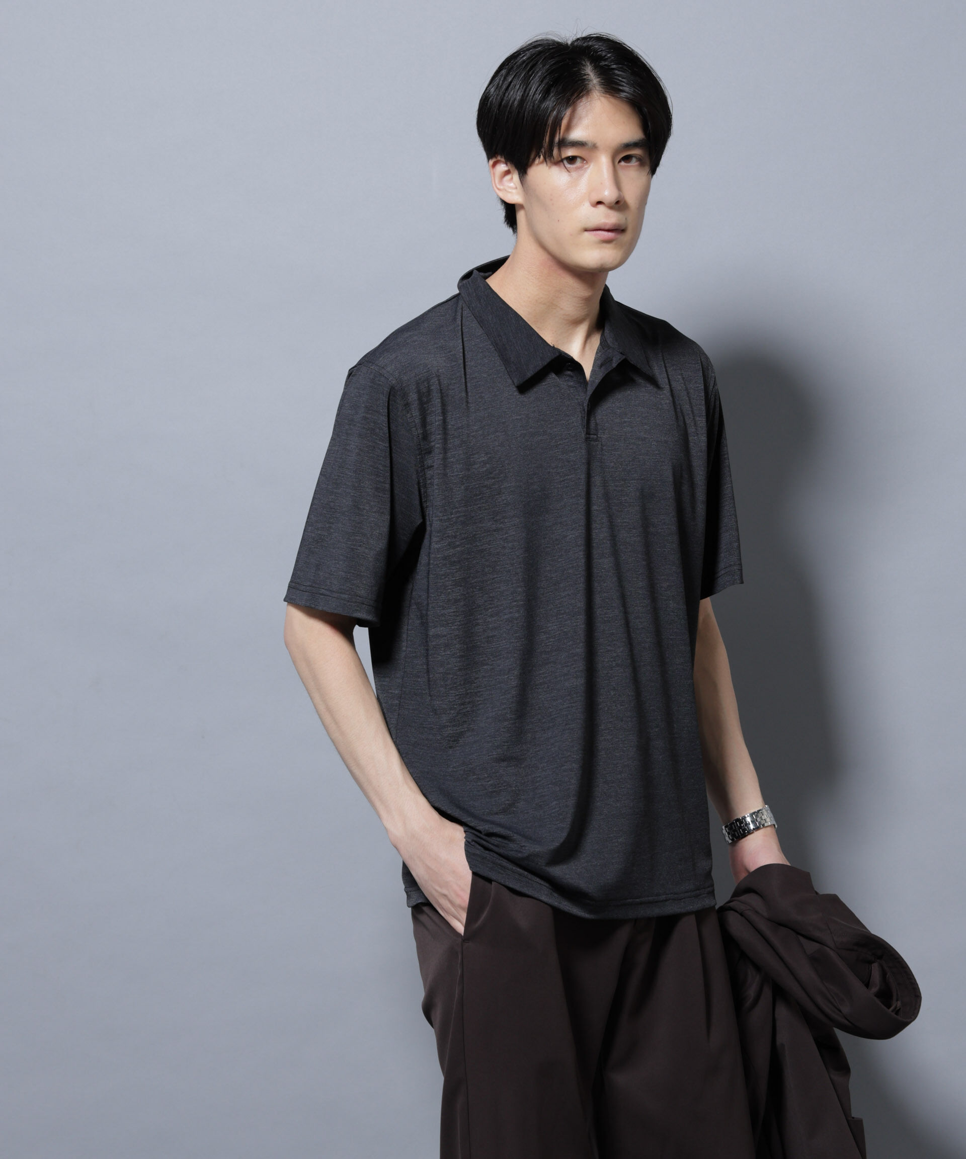 nano･universe「ストレッチメランジポロシャツ半袖」|Tシャツ・カットソー|