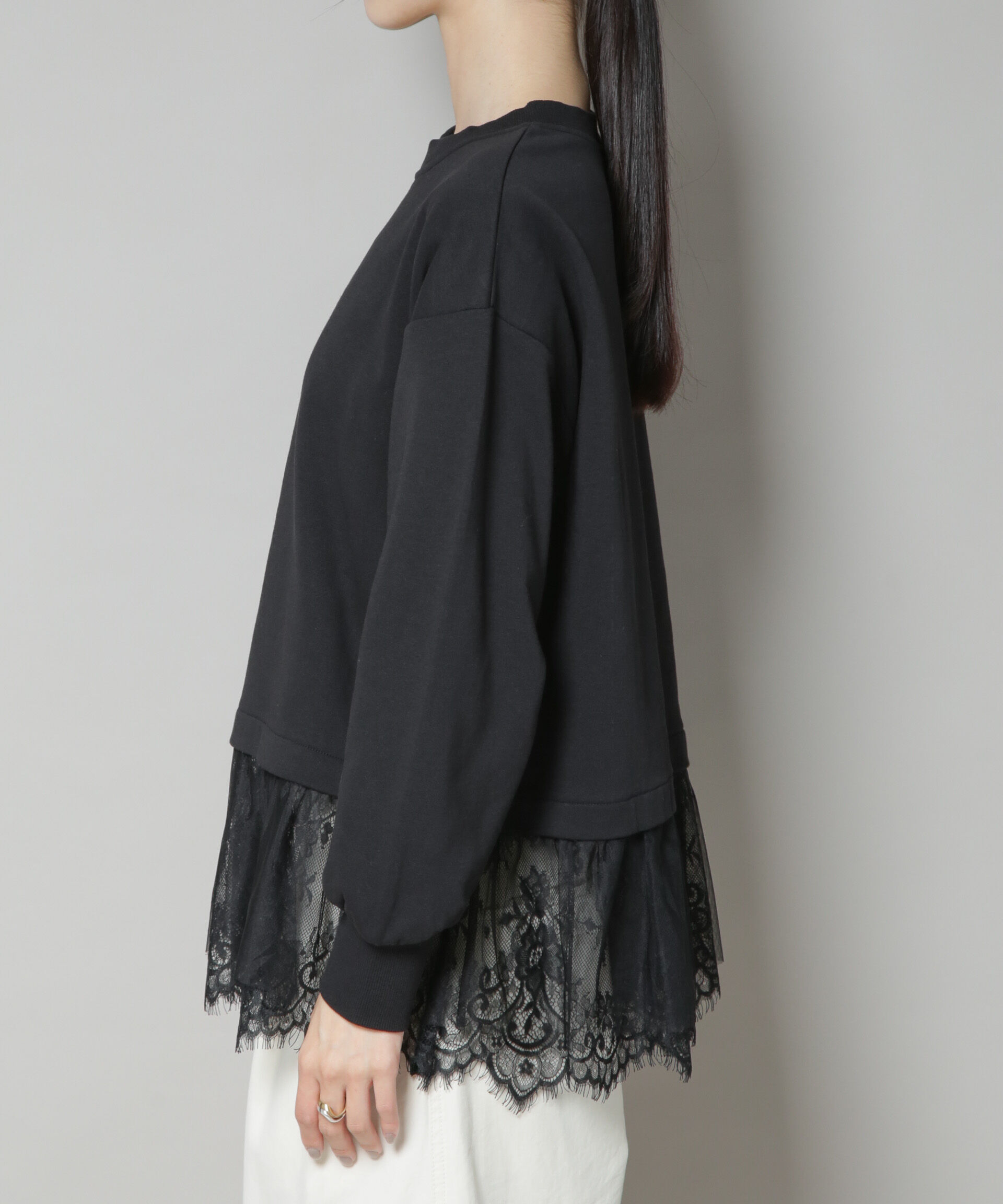 nano･universe「裾レースコンビペプラムカットトップス」|Tシャツ・カットソー|