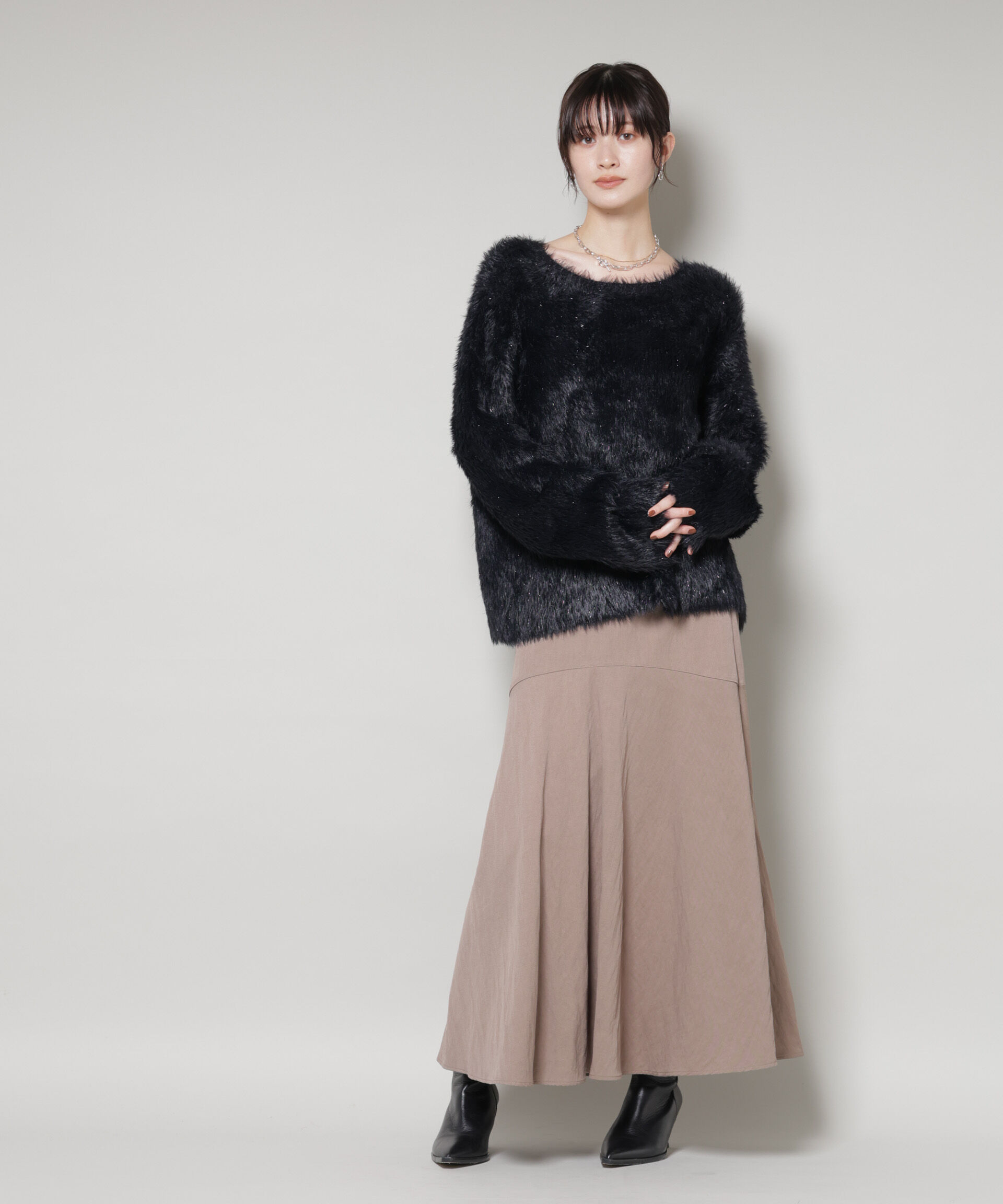 nano･universe「ミックスシャギーボートネックワイドニット」|ニット・セーター|