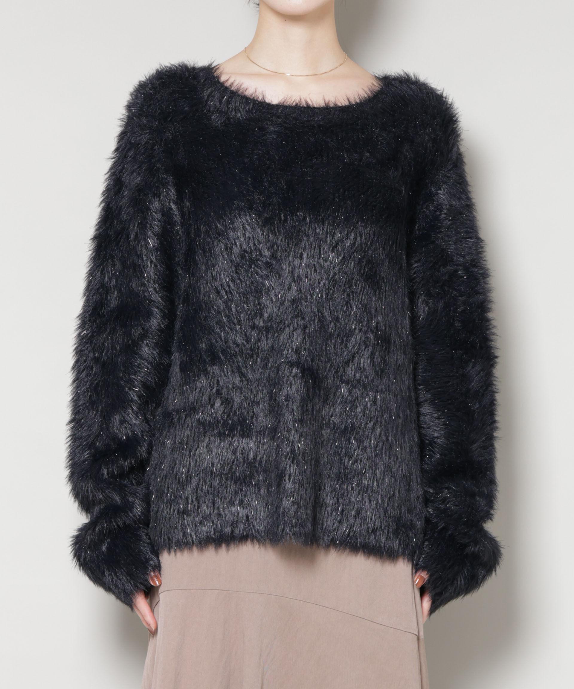 nano･universe「ミックスシャギーボートネックワイドニット」|ニット・セーター|