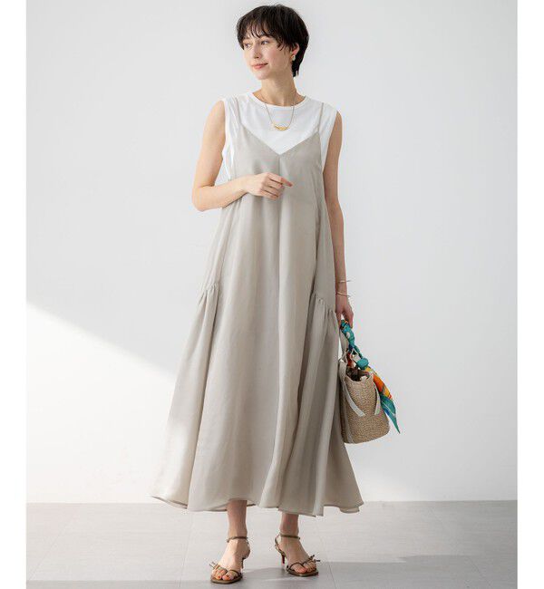 23区「【接触冷感性】フィブリルツイル キャミソールフレアワンピース」|ワンピース|