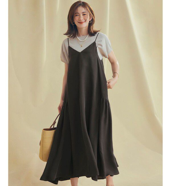 23区「【接触冷感性】フィブリルツイル キャミソールフレアワンピース」|ワンピース|ﾀﾞｰｸﾌﾞ