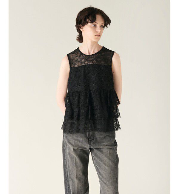 GRACE CONTINENTAL「レースギャザートップ」|その他|ブラック