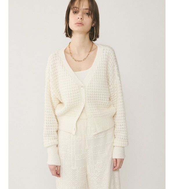GRACE CONTINENTAL「ワッフルショートニットカーディガン」|ニット・セーター|ホワイト