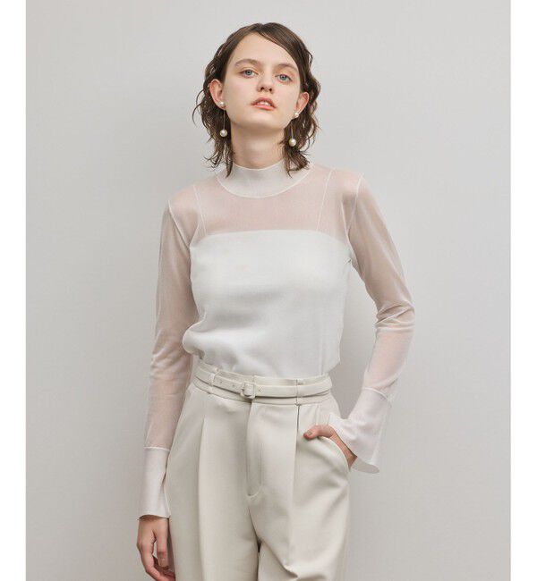 GRACE CONTINENTAL「シアーハイネックニットトップ」|その他|ホワイト