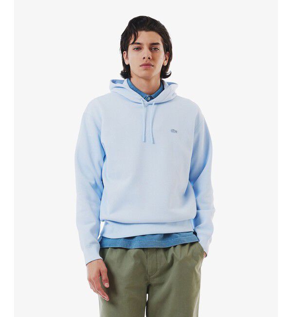 LACOSTE「鹿の子ニットワントーンフーディー / 鹿の子ニットプルオーバーパーカー」|パーカー|ライトブルー