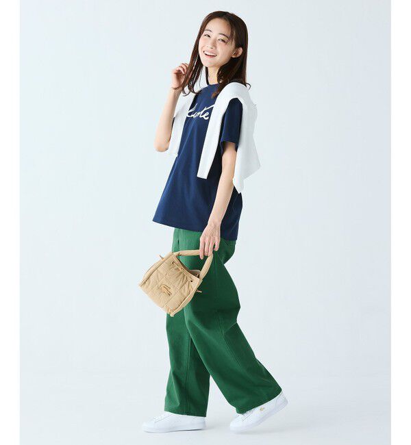 LACOSTE「【オンライン限定】LACOSTE スクリプトネームロゴ  ルーズシルエットハーフスリーブTシャツ」|Tシャツ・カットソー|